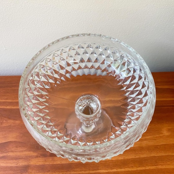 Vintage Clear Glass Apothecary Candy Crystal Covered Dish Bowl - Picture 2 of 3